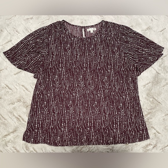 nine britton Tops - Nine Britton Plum and White Patterned Blouse
